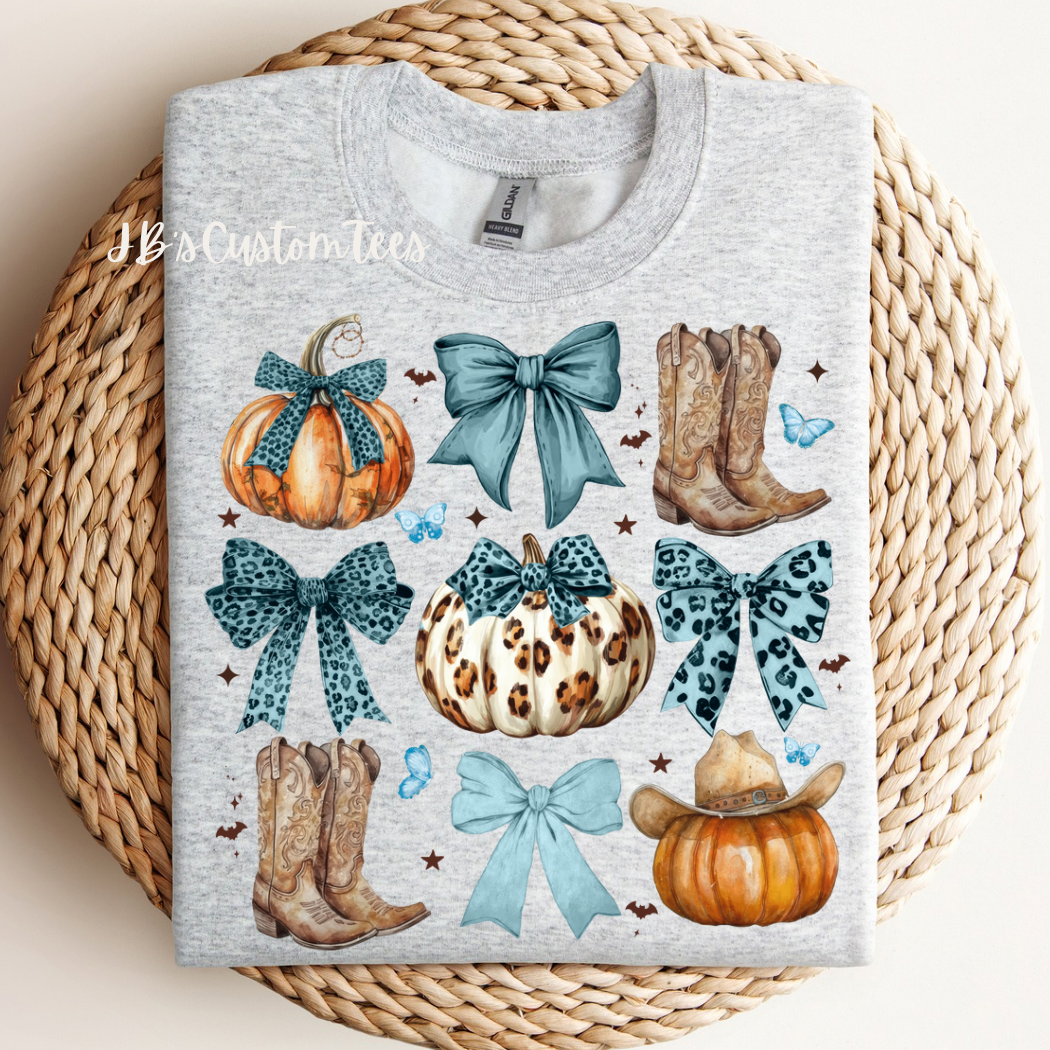 Blue Leopard Western Pumpkin Sweatshirt