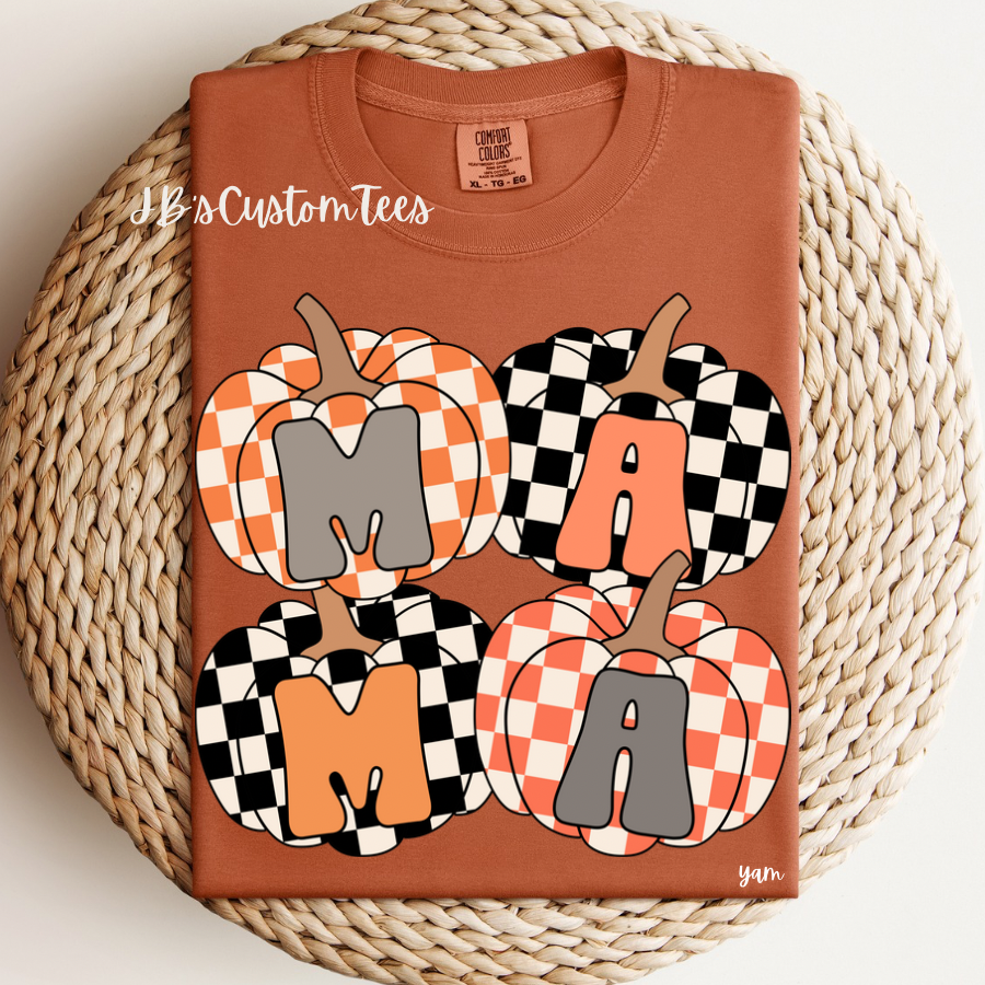 Mama Checkered Pumpkins CC Tee