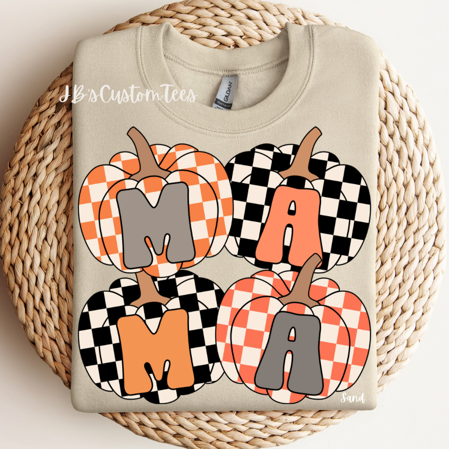 Mama Checkered Pumpkin Sweatshirt