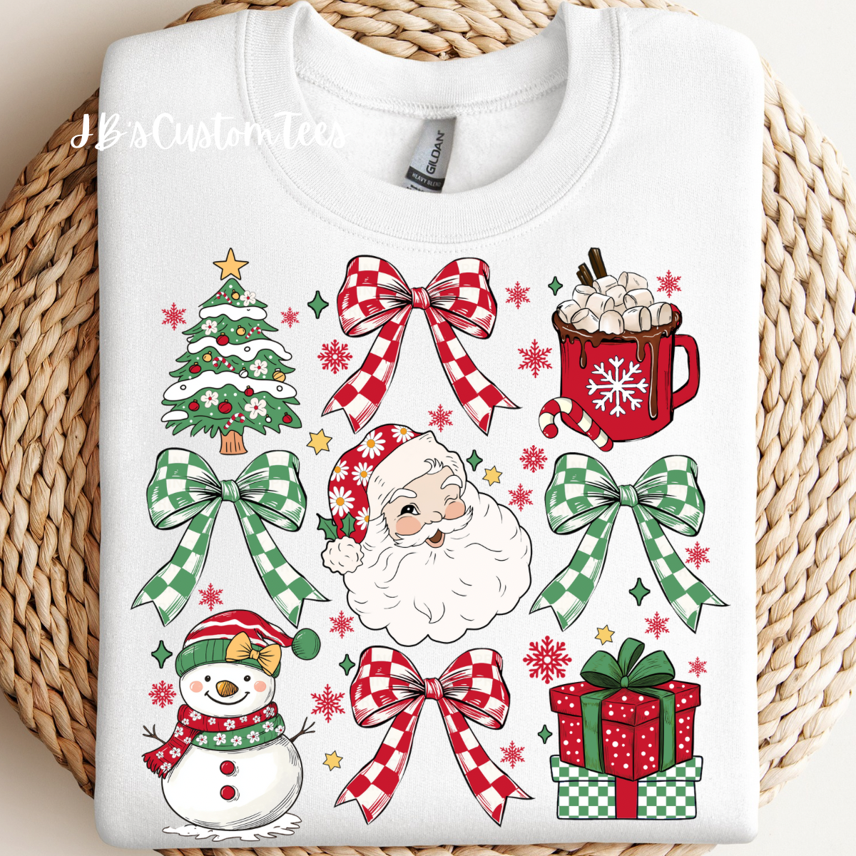 Checkered Bow Christmas Sweatshirt