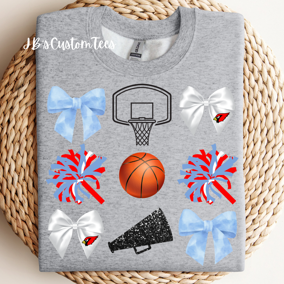 Cardinal Basketball Bow Sweatshirt