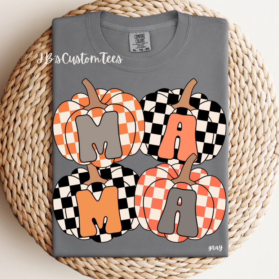 Mama Checkered Pumpkins CC Tee