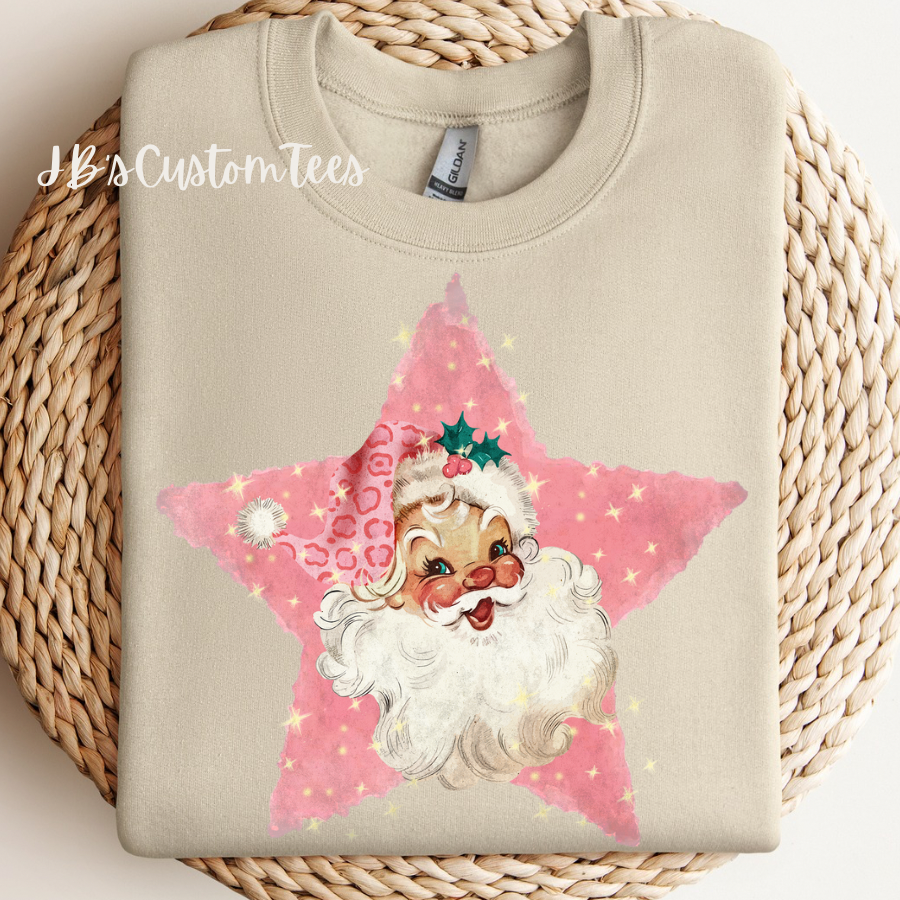 Retro Pink Santa Star Sweatshirt