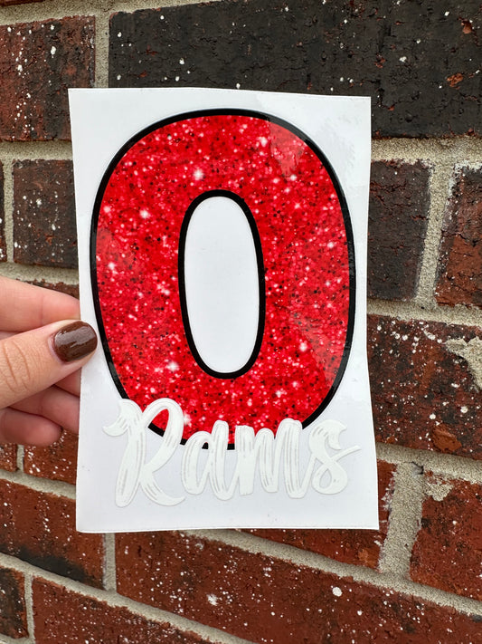 Faux Sequin O Rams Decal