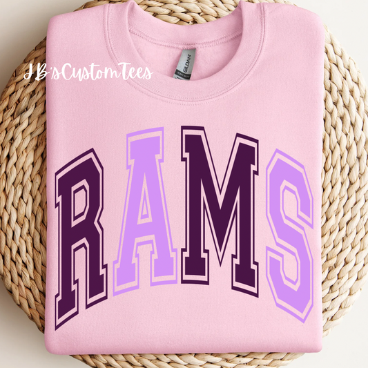 Light Pink & Purple Rams Tee/Sweatshirt