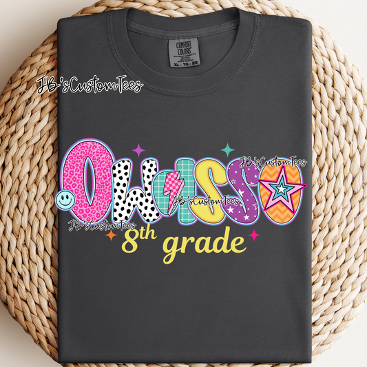 Owasso 8th Grade - Preppy Doodle School Spirit Tee