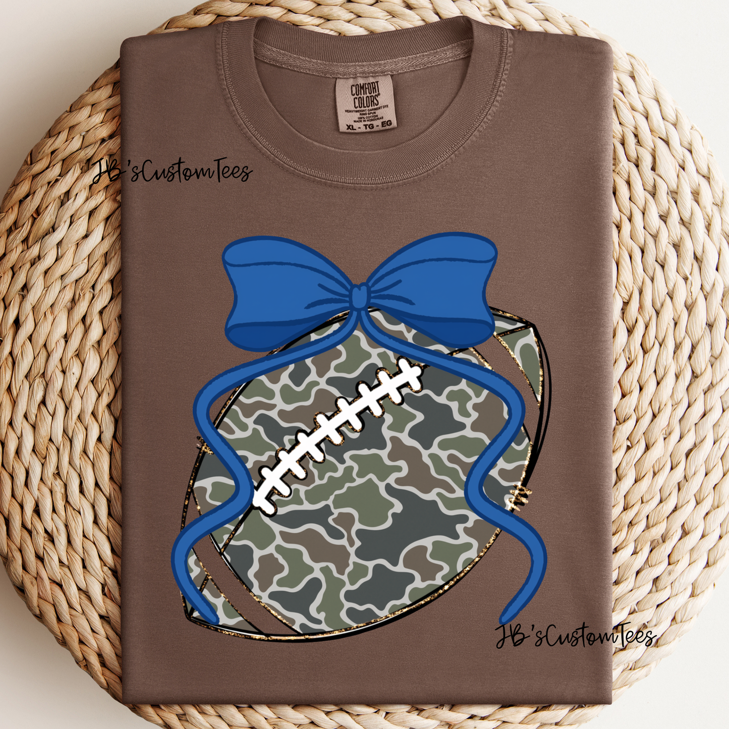 Camo Football with Royal Bow