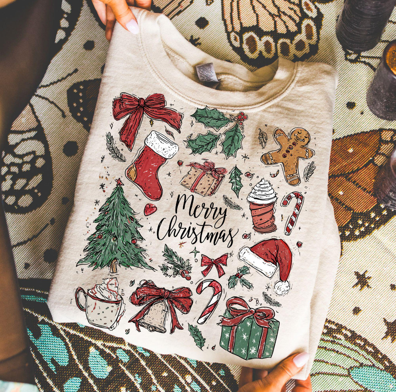 Retro Christmas Doodle Collage