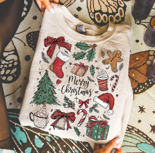Retro Christmas Doodle Collage