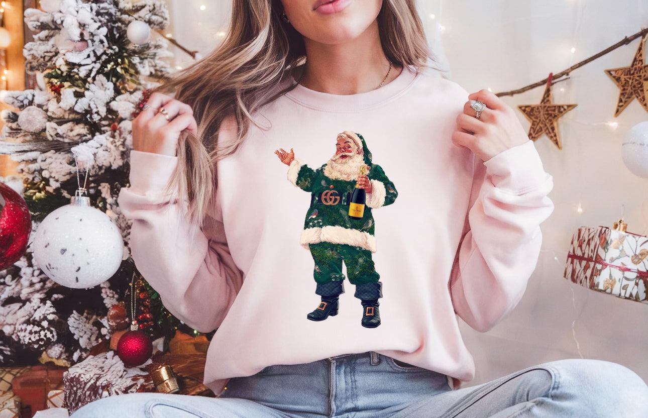 Boujee Champagne Santa Gildan Sweatshirt