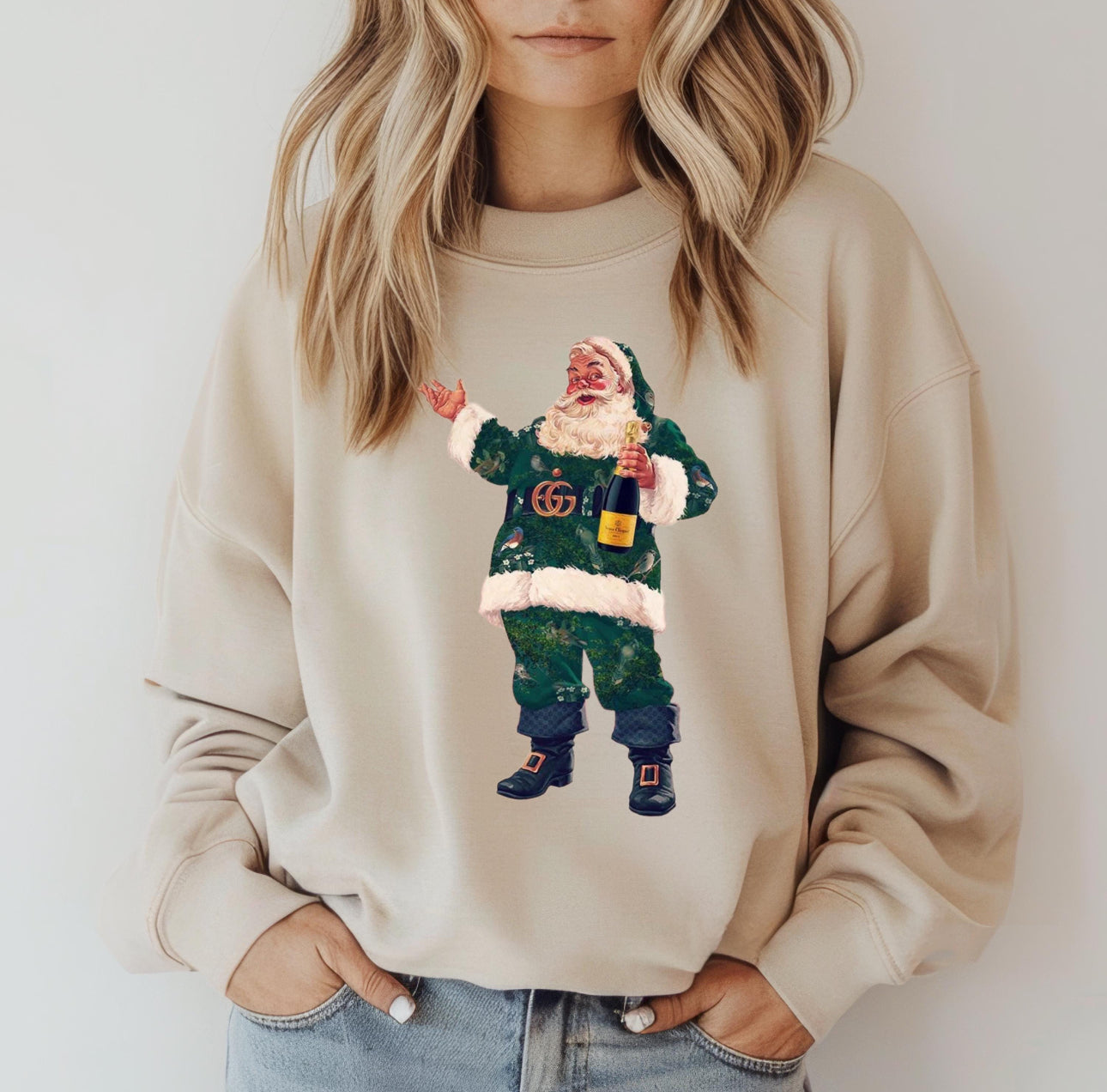 Boujee Champagne Santa Gildan Sweatshirt