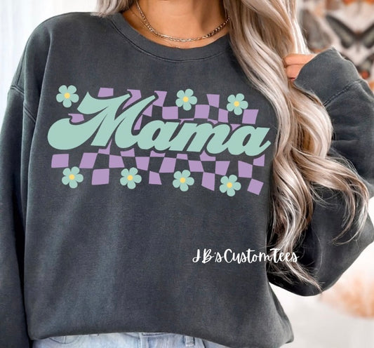 Retro Checkered Mama Pepper Comfort Colors T-Shirt or Sweatshirt