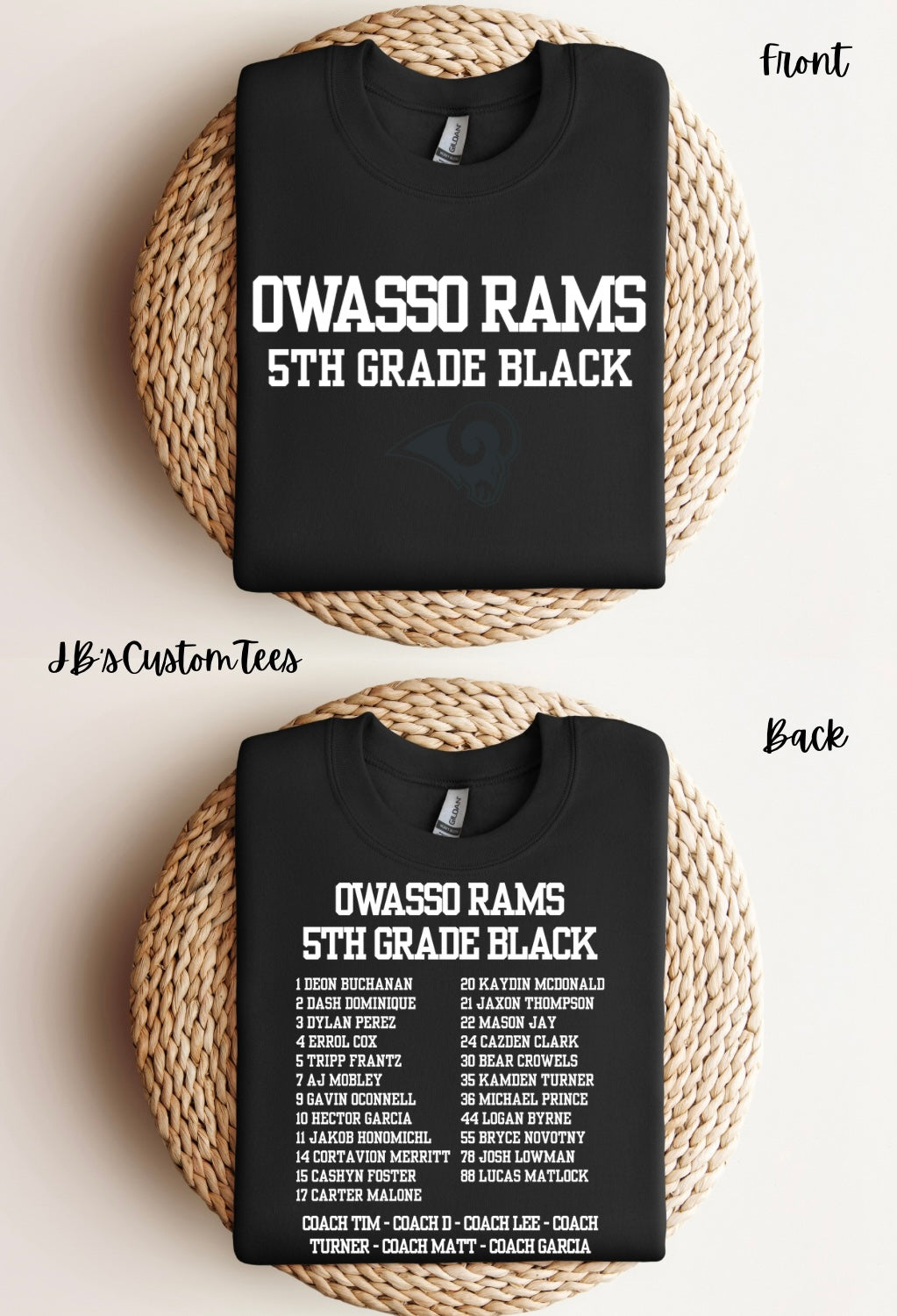 OR 5th Grade Black Football Roster Youth Tee