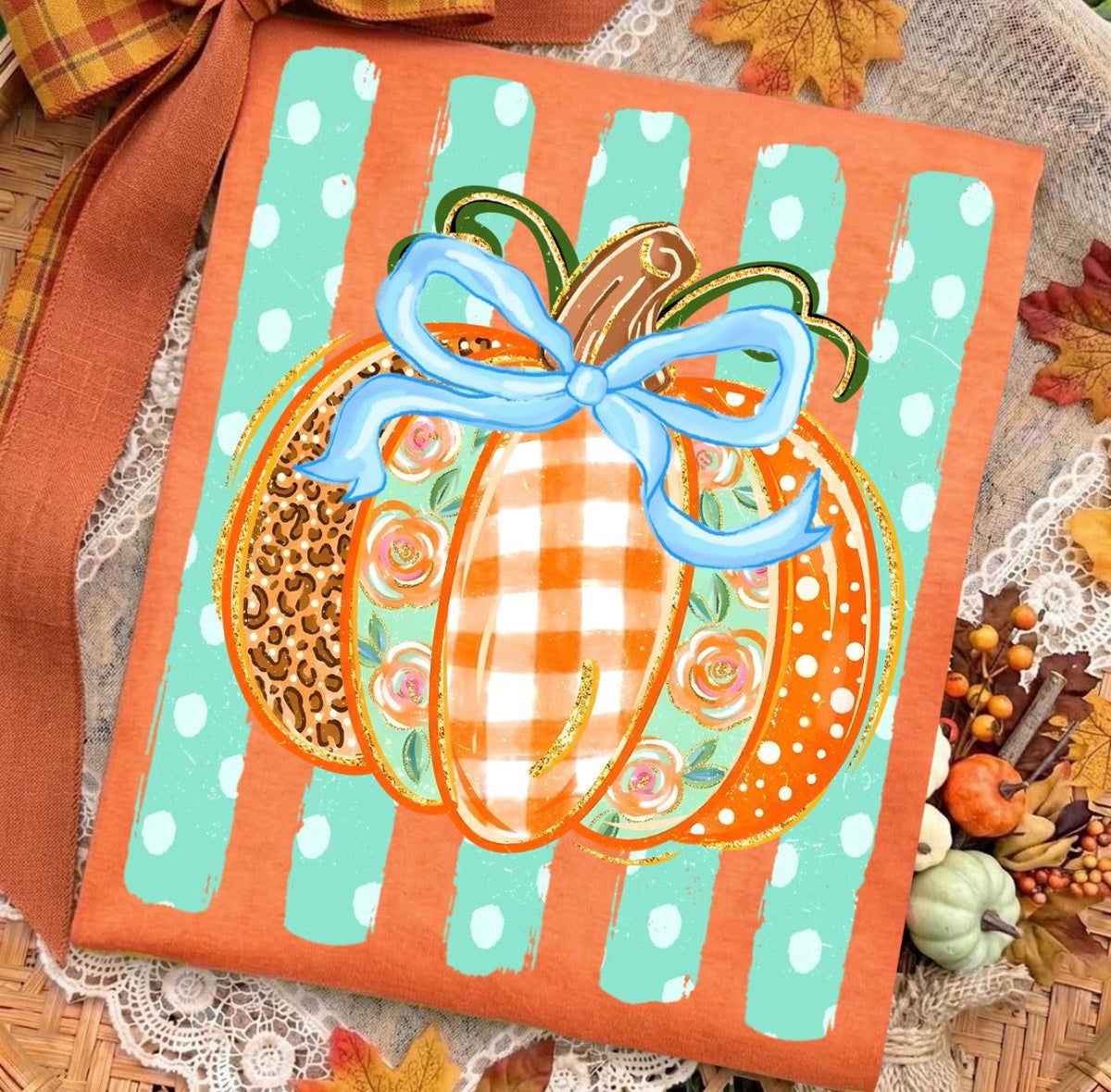 Striped Preppy Fall Pumpkin