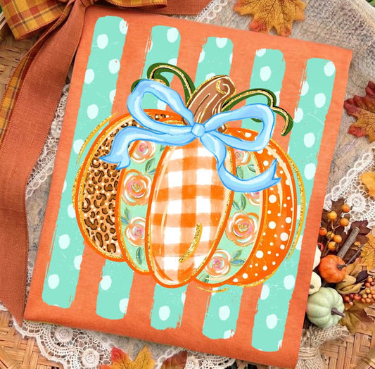 Striped Preppy Fall Pumpkin