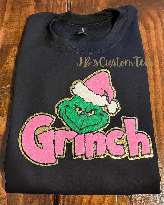 Grinch Chenille Patch Gildan Sweatshirt