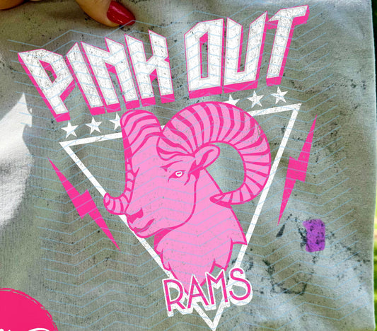Pink Out Rams - Smoke Comfort Colors Tee