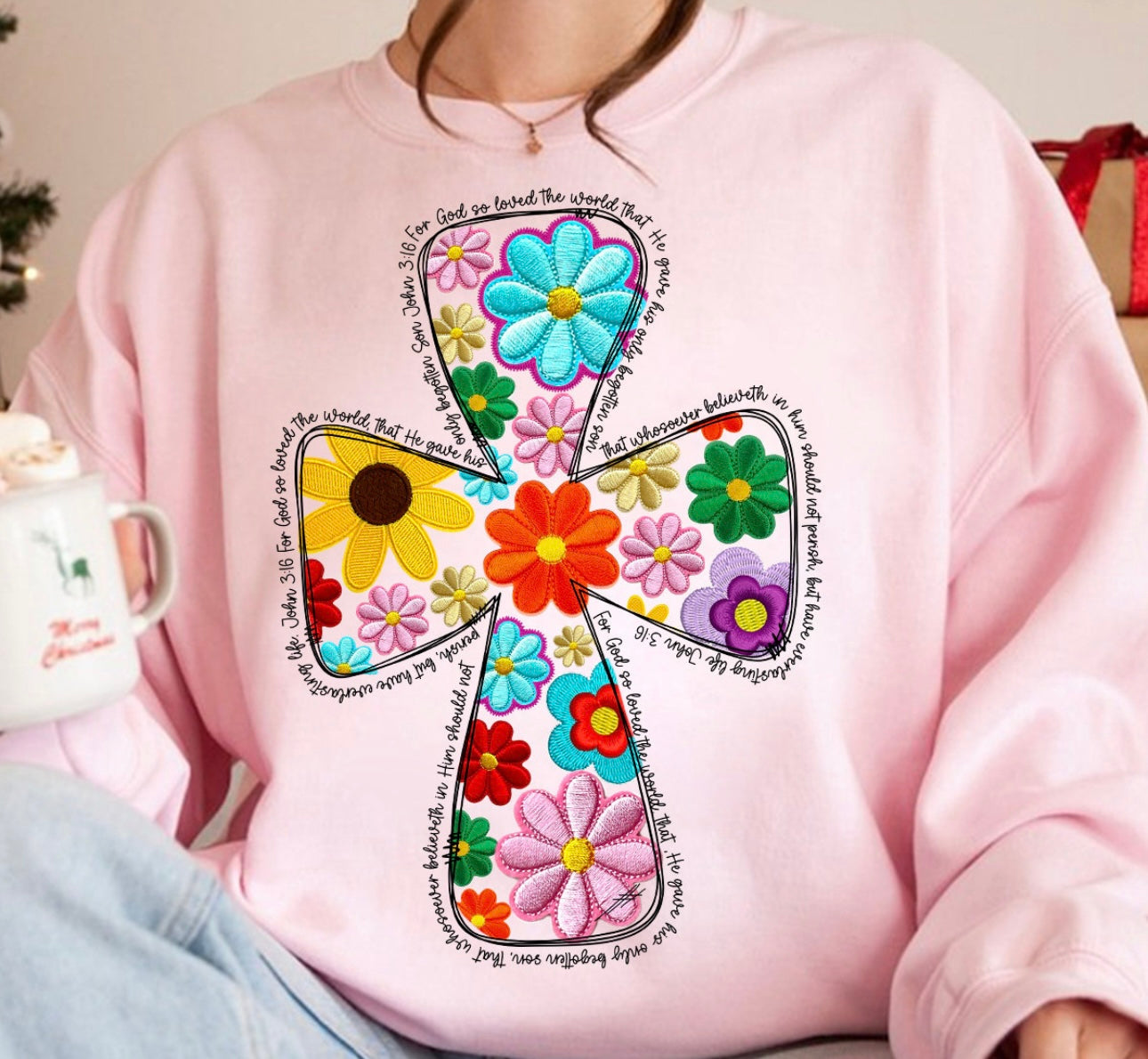 Floral Cross Comfort Colors Tee