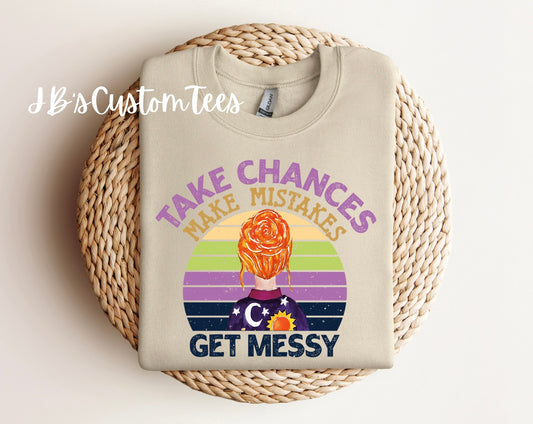 Take Chances Make Mistakes Get Messy - Ms. Frizzle Gildan Crewneck