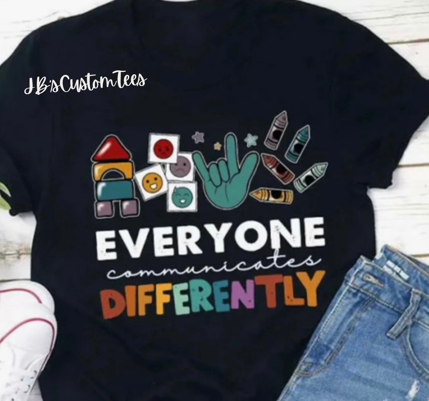 Everyone Communicates Differently Black Tee