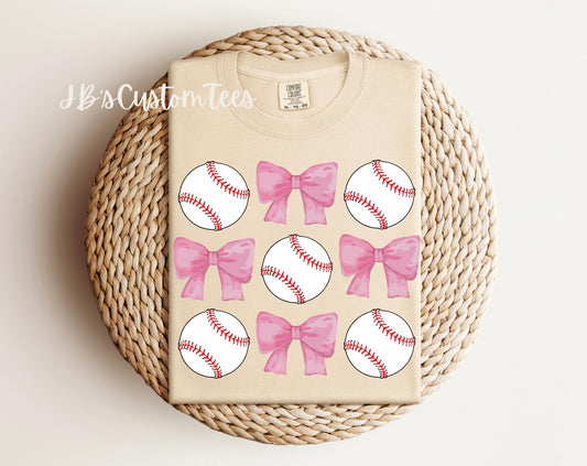 Pink Bows & Sport Balls - Comfort Colors Tee