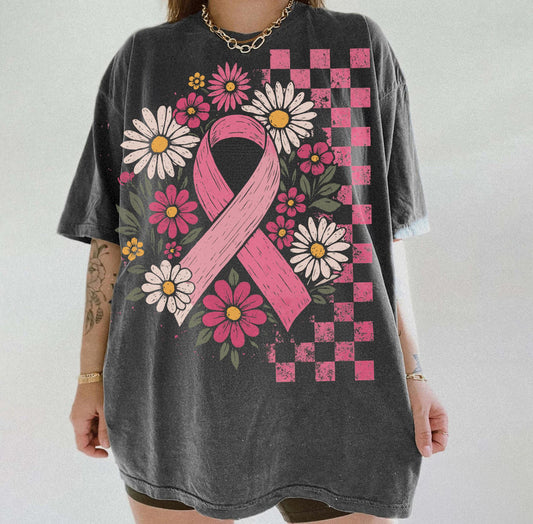 Breast Cancer Awareness Checker Flowers