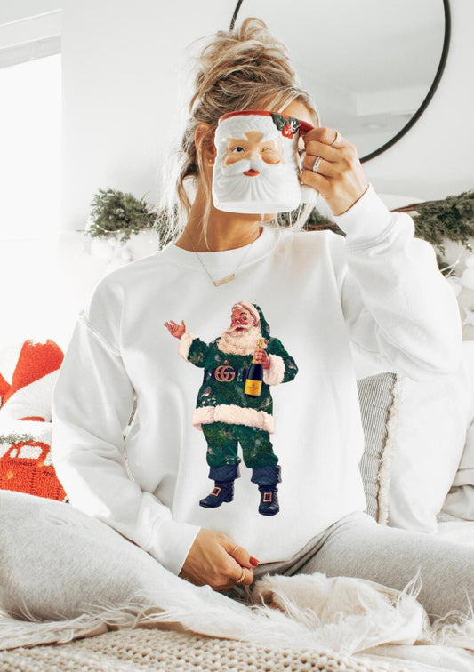 Boujee Champagne Santa Gildan Sweatshirt