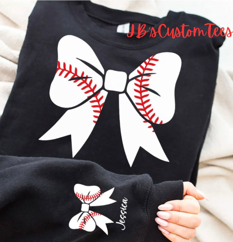 Trendy Sport Bow Crewneck With Name on Sleeve