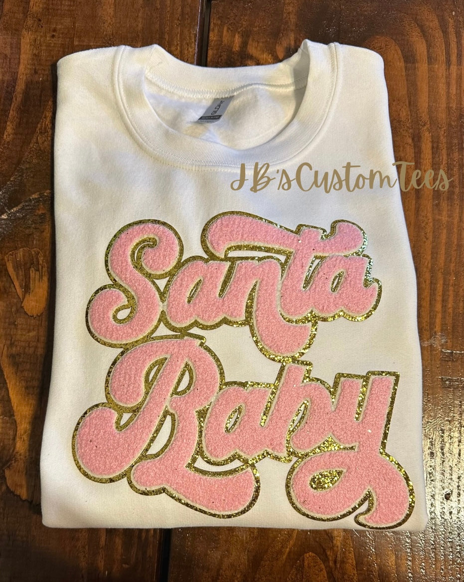 Santa Baby Chenille Patch Gildan Sweatshirt