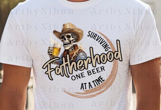 Surviving Fatherhood One Beer At A Time White Gildan Tee