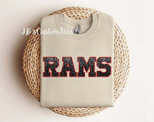 RAMS Faux Sequin Crewneck