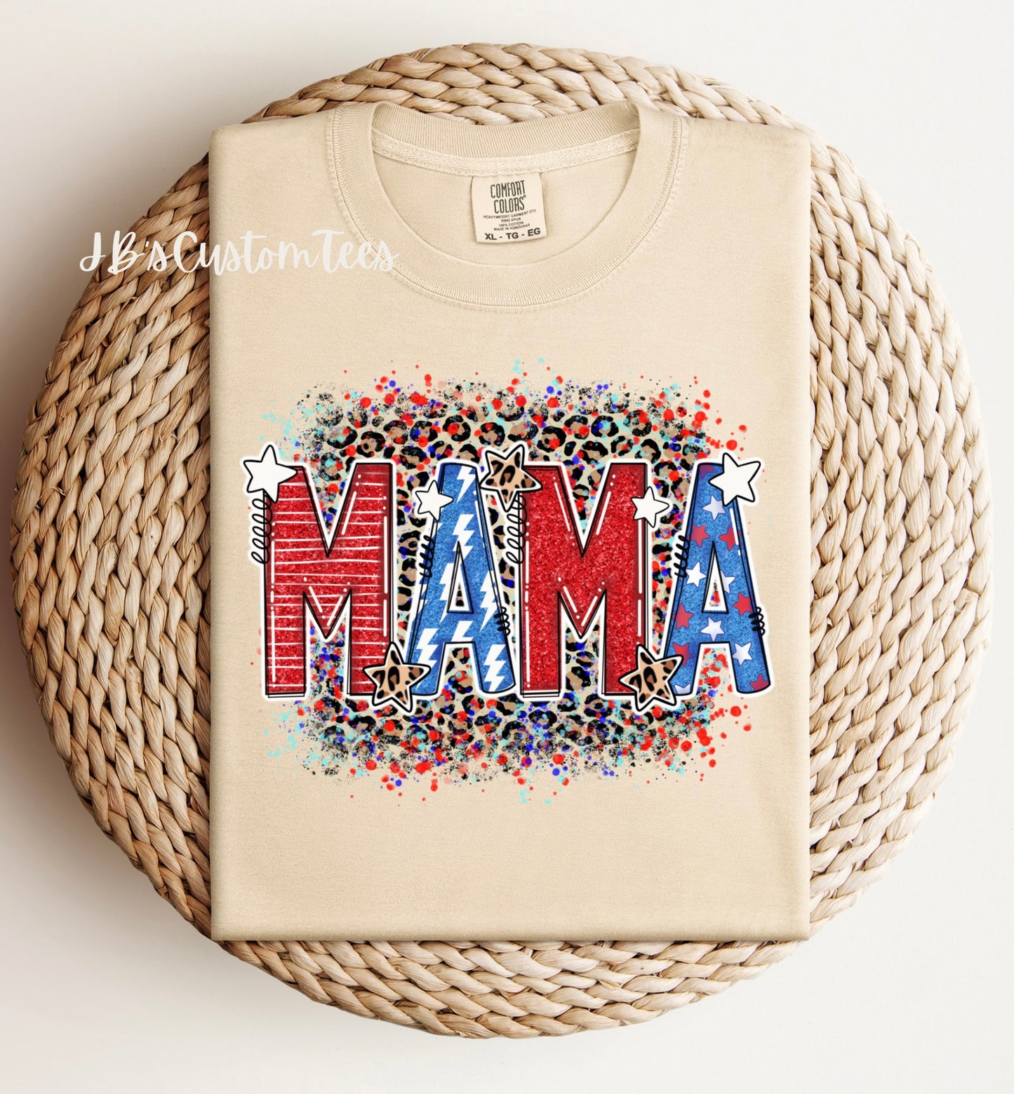 Leopard Mama Patriotic Comfort Colors Tee