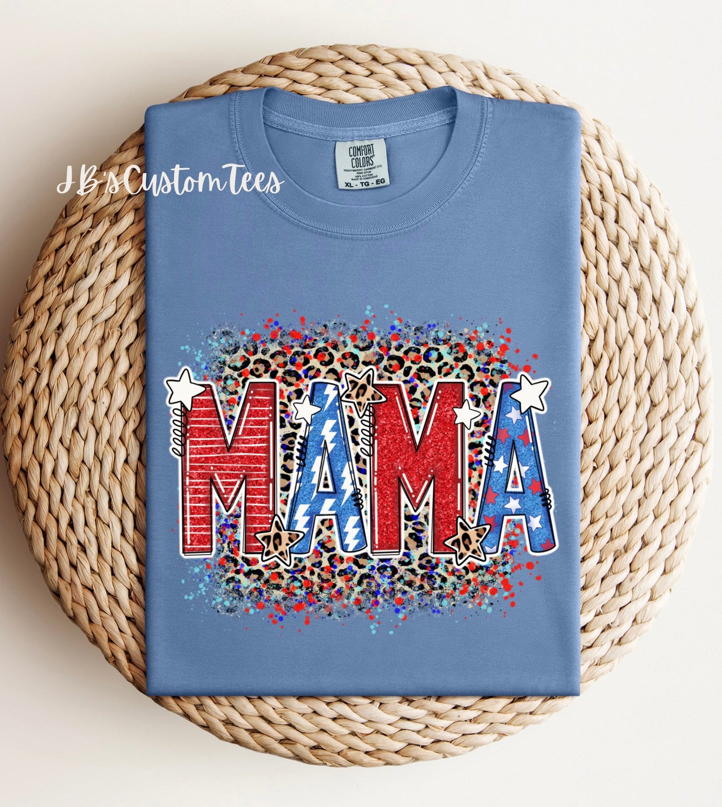 Leopard Mama Patriotic Comfort Colors Tee