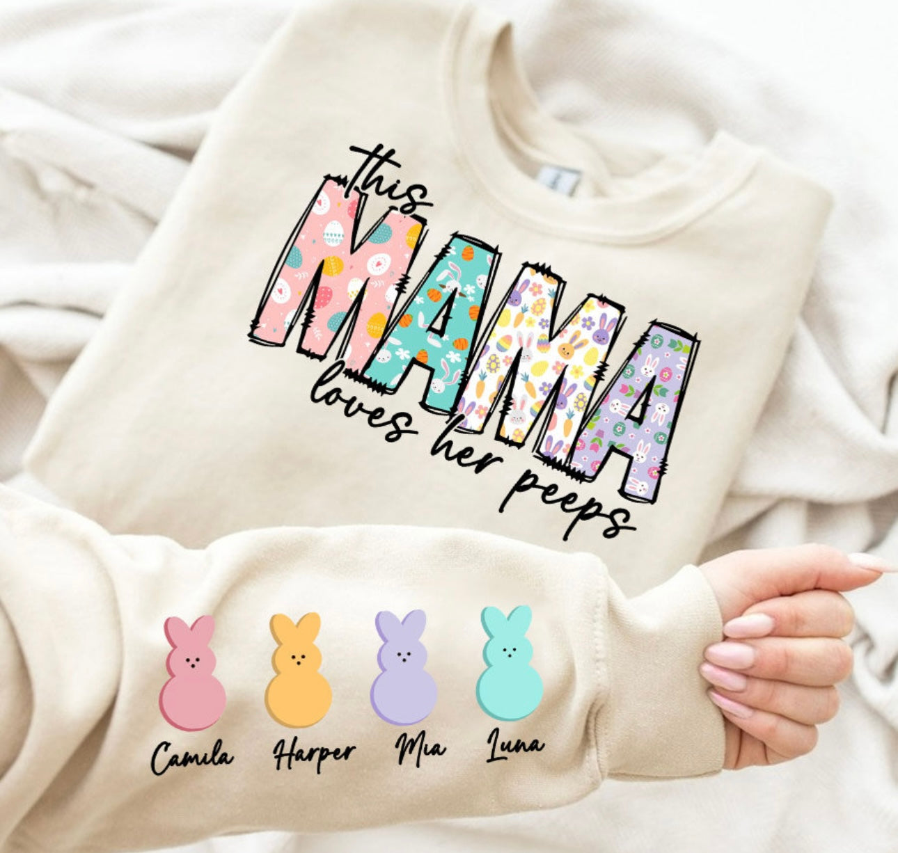 This Mama Loves Her Peeps Sand Sweatshirt