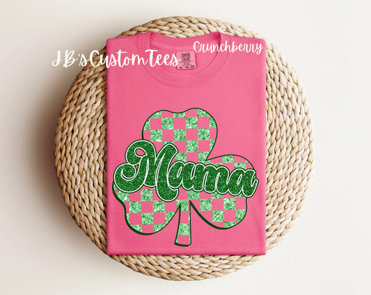 Checkered Mama Shamrock Comfort Colors Tee