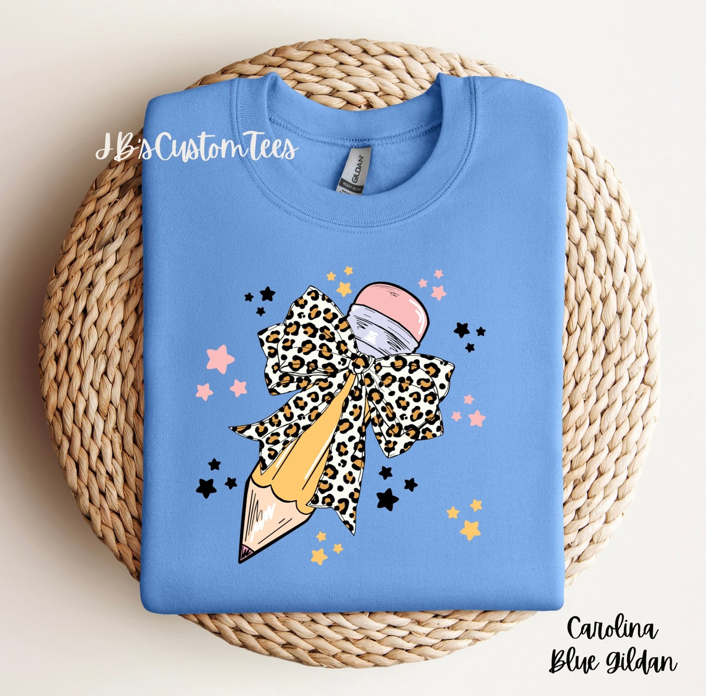 Customized Teacher Leopard Pencil Tee/Sweatshirt