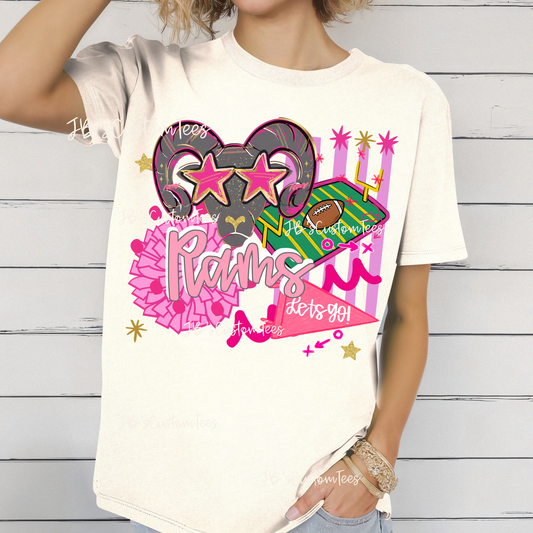 Pink Preppy School Spirit Cream Tee