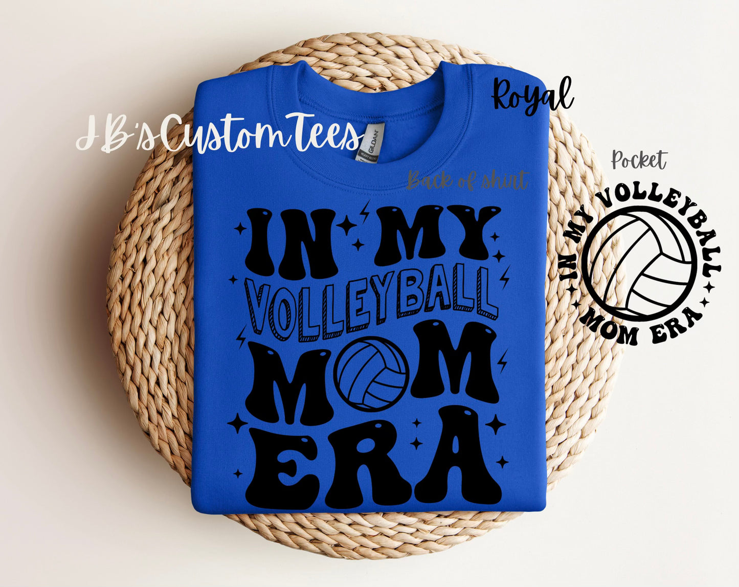 "In My Volleyball Mom Era" Crewneck-Black Writing