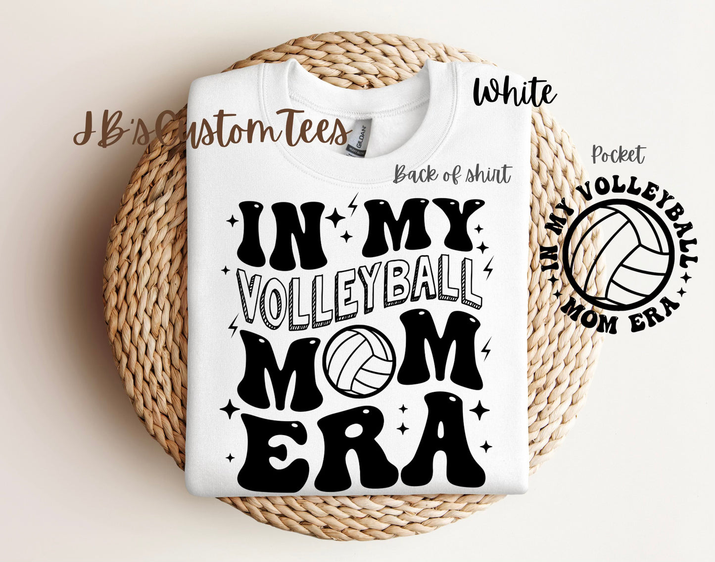 "In My Volleyball Mom Era" Crewneck-Black Writing