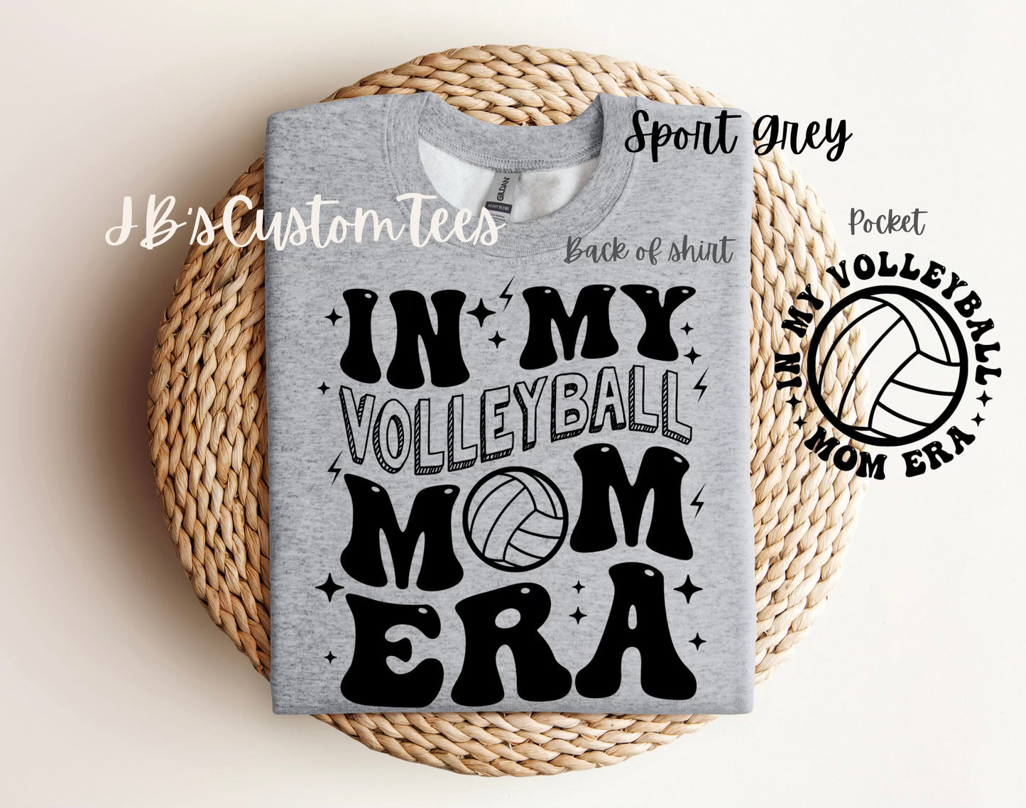 "In My Volleyball Mom Era" Crewneck-Black Writing