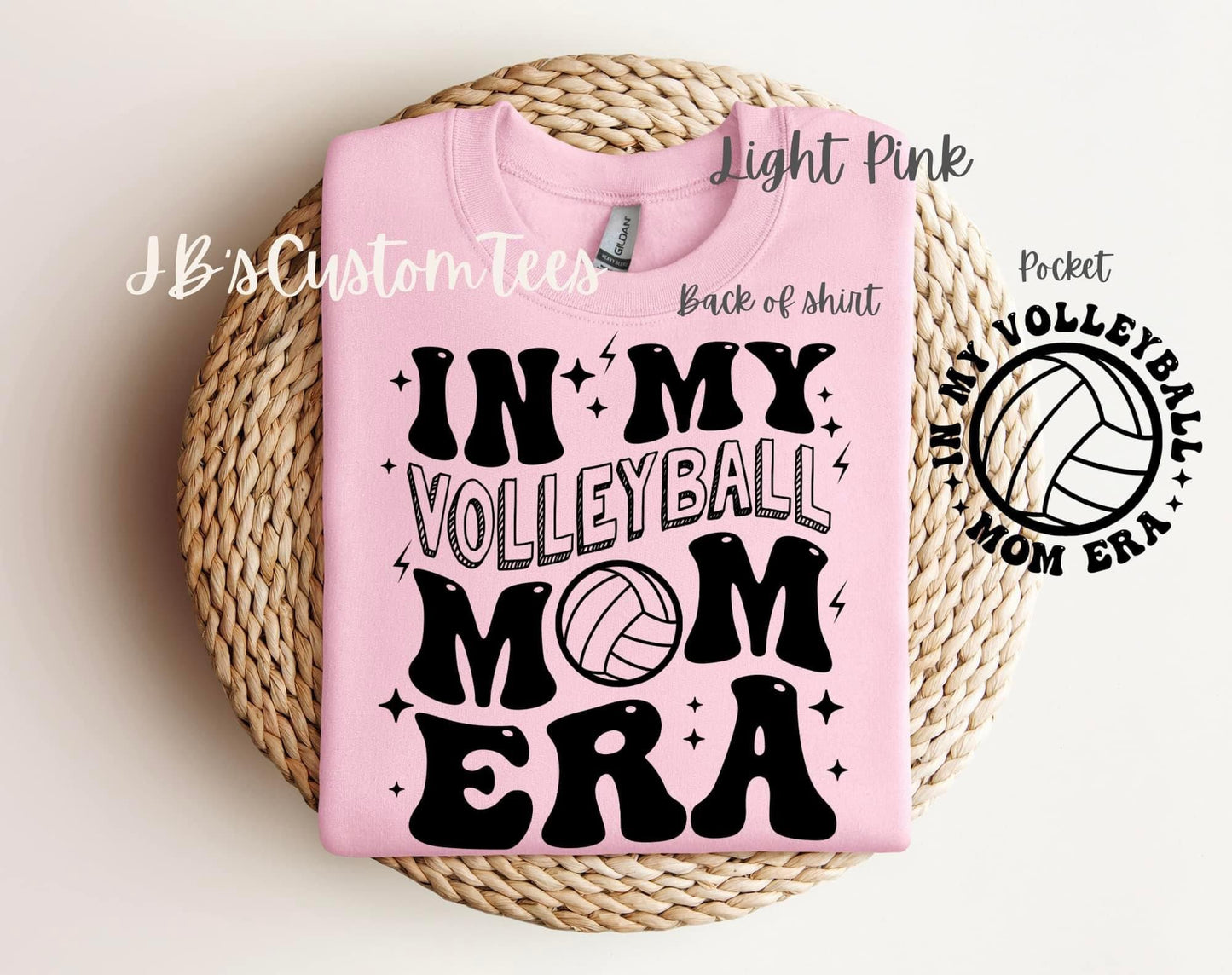 "In My Volleyball Mom Era" Crewneck-Black Writing