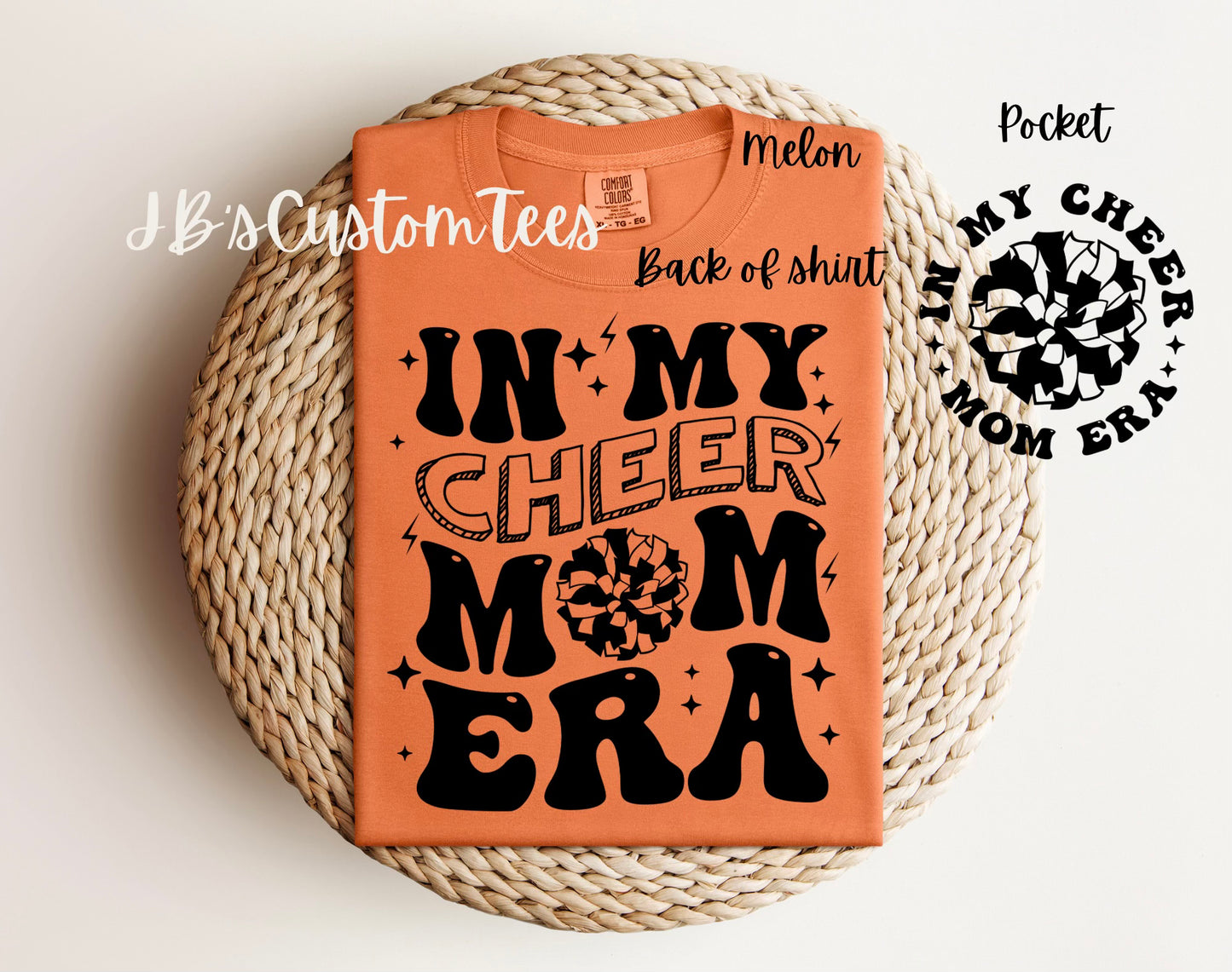 "In My Cheer Mom Era" Comfort Colors Tee - Black Writing