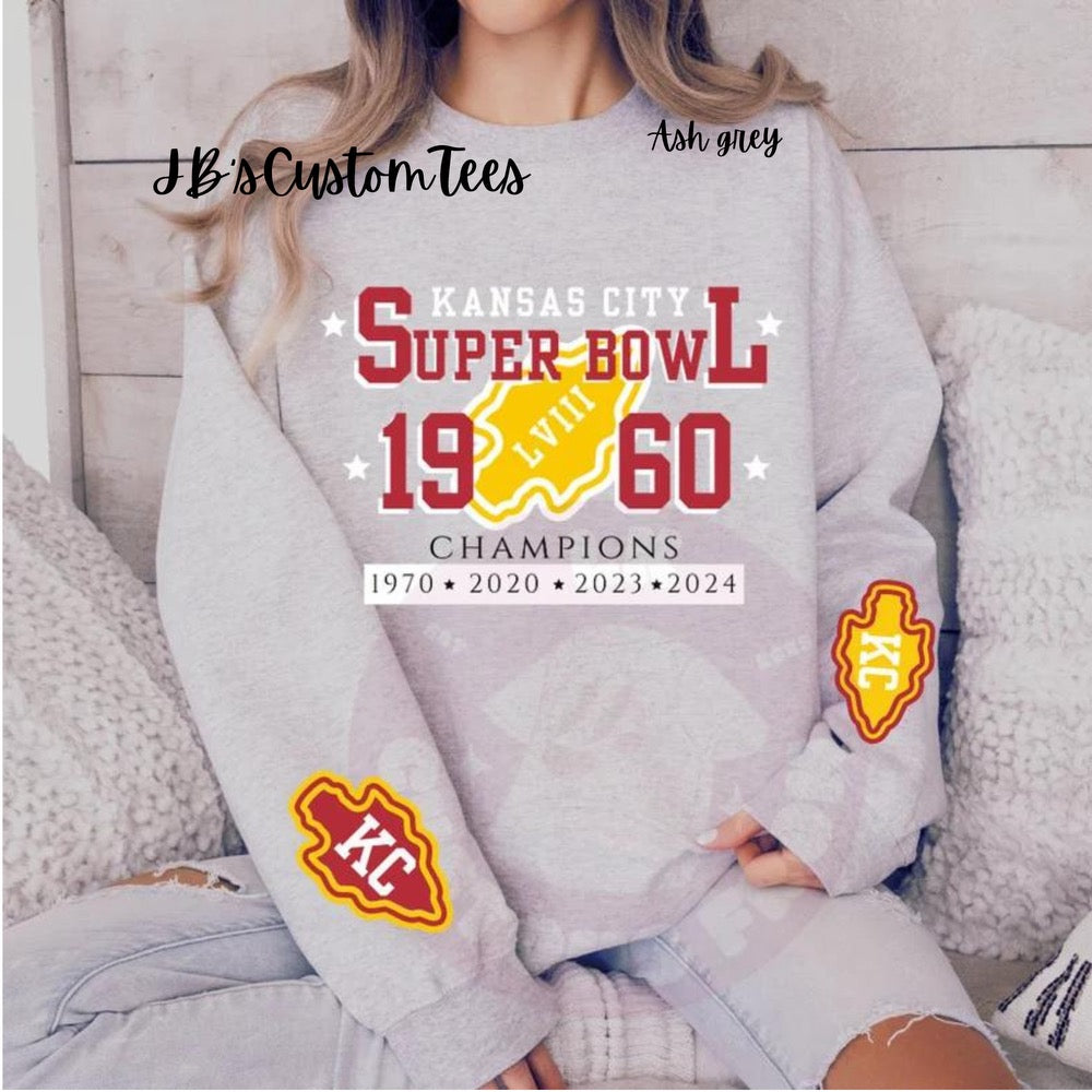 KC Chiefs Super Bowl Champions Crewneck Grey