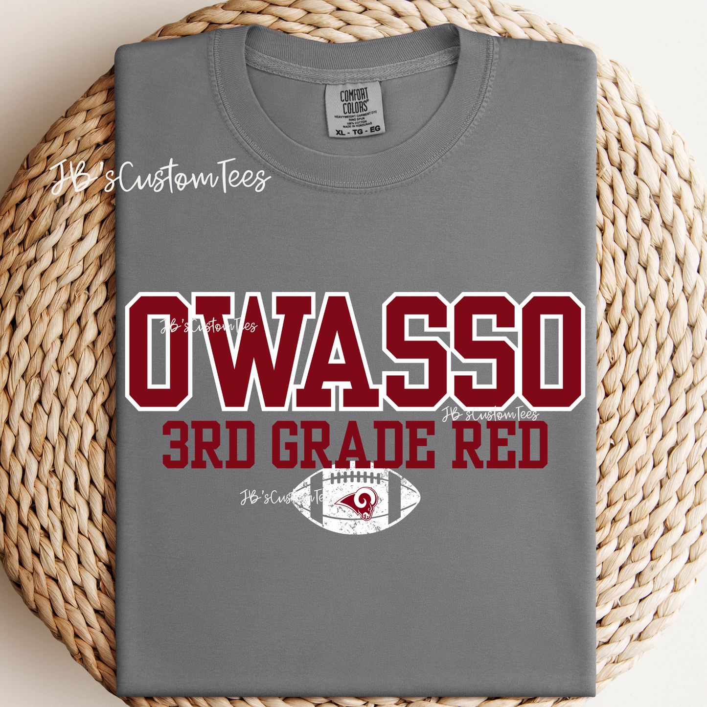 Owasso 3rd Grade Red Comfort Colors Tee
