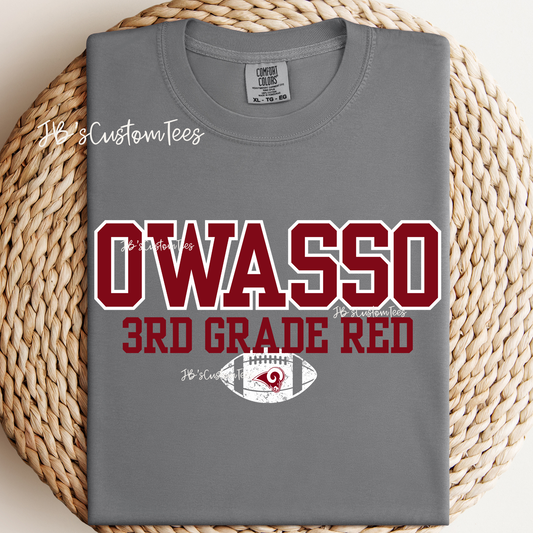 Owasso 3rd Grade Red Comfort Colors Tee