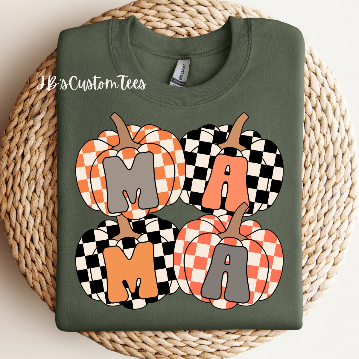 Mama Checkered Pumpkin Sweatshirt