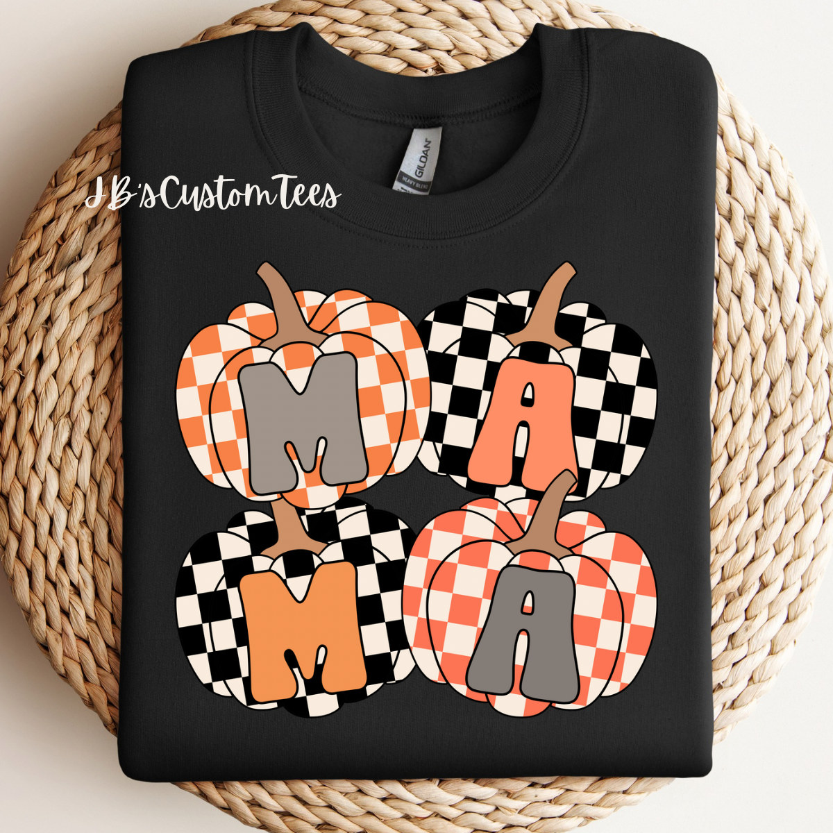 Mama Checkered Pumpkin Sweatshirt