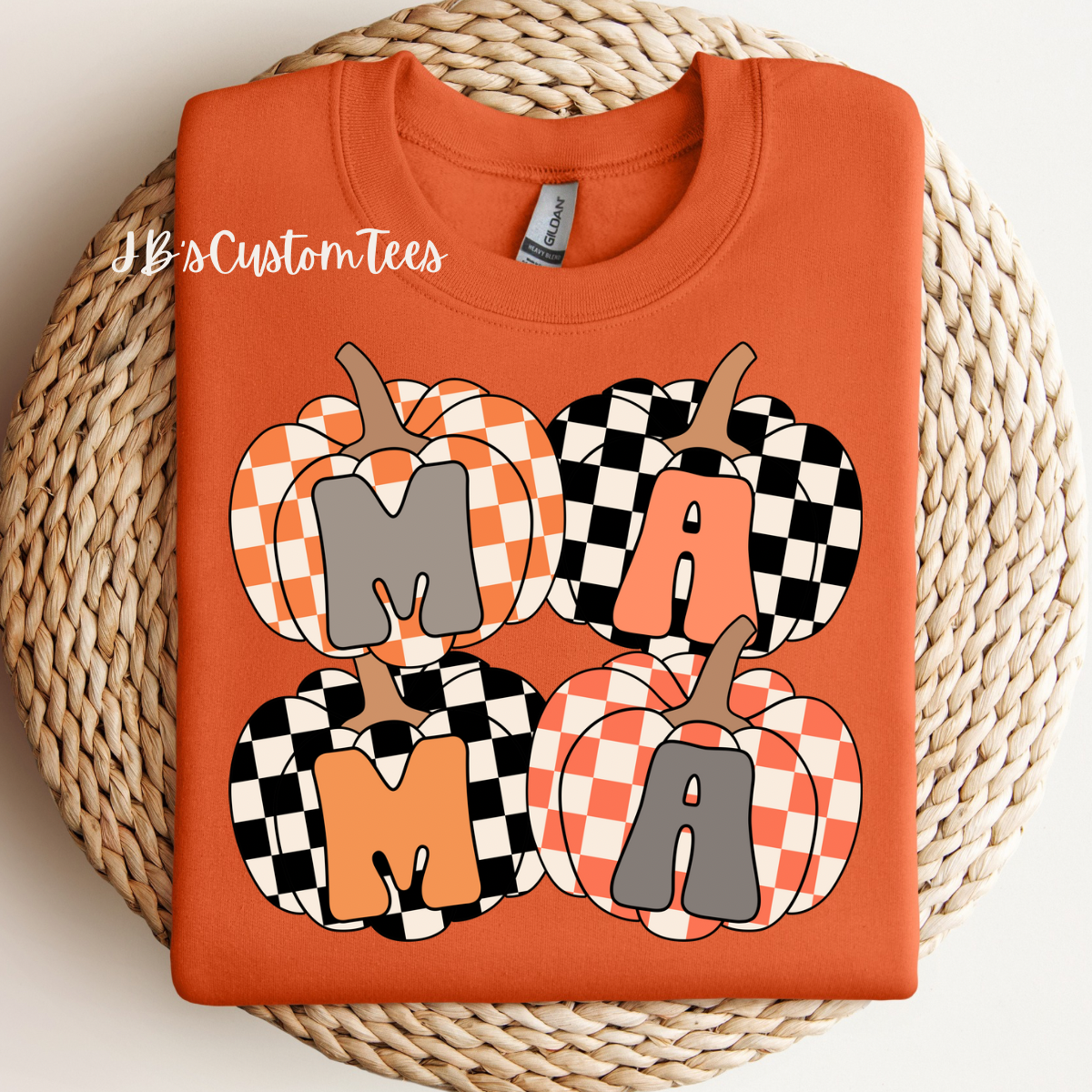 Mama Checkered Pumpkin Sweatshirt