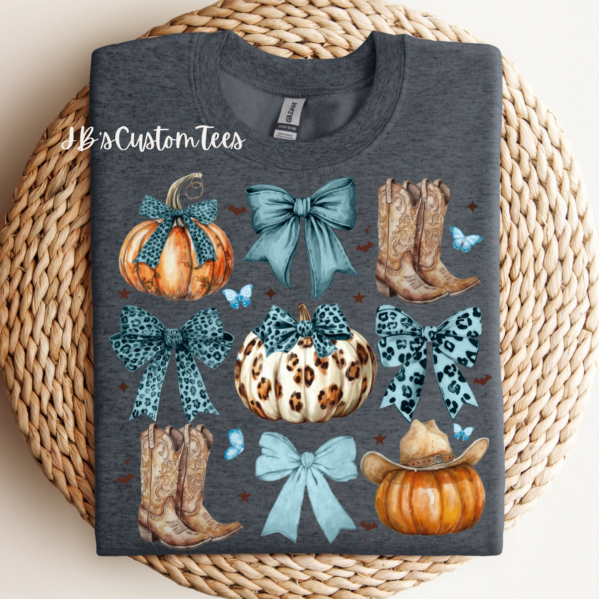 Blue Leopard Western Pumpkin Sweatshirt