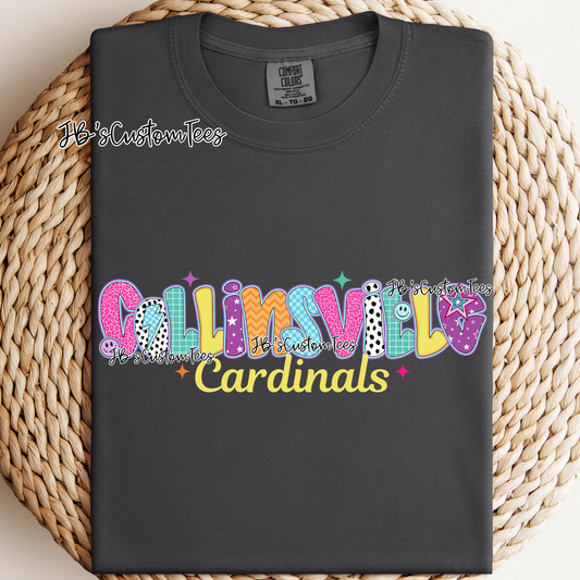 Collinsville Cardinals - Preppy Doodle School Spirit Tee